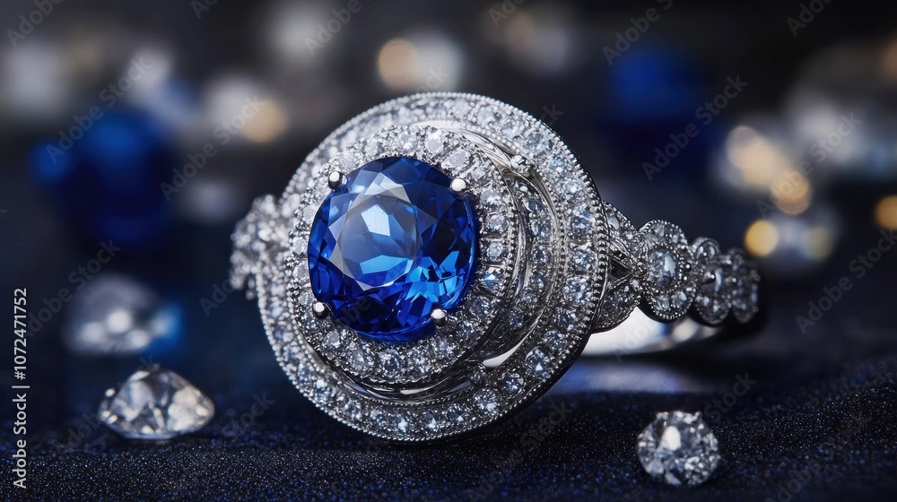 Sparkling Sapphire Ring with Diamond Accents Sparkling Sapphire Ring with Diamond Accents