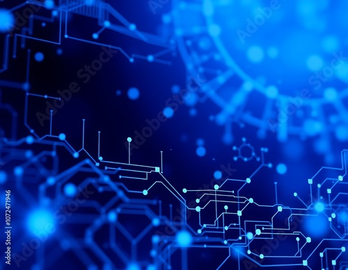Abstract blue technology, business, or science background created with generative AI