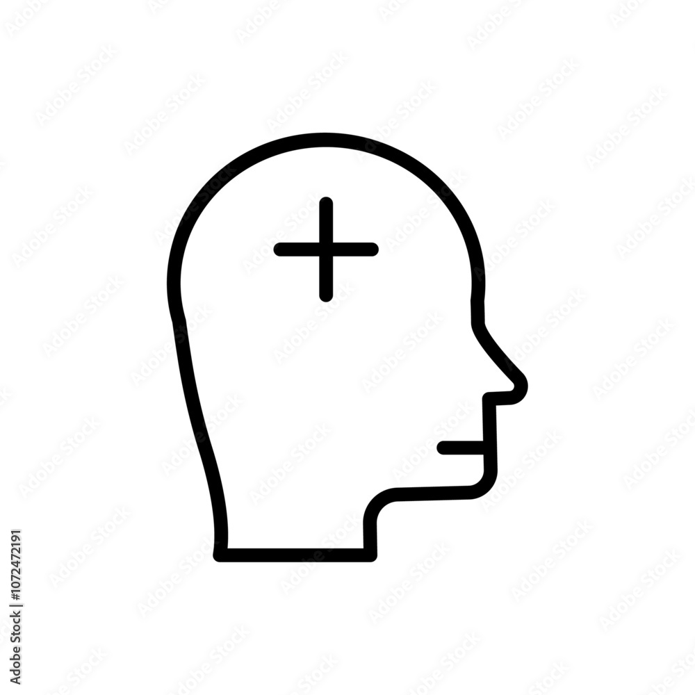 Mental health icon black and white vector outline sign Mental health icon black and white vector outline sign