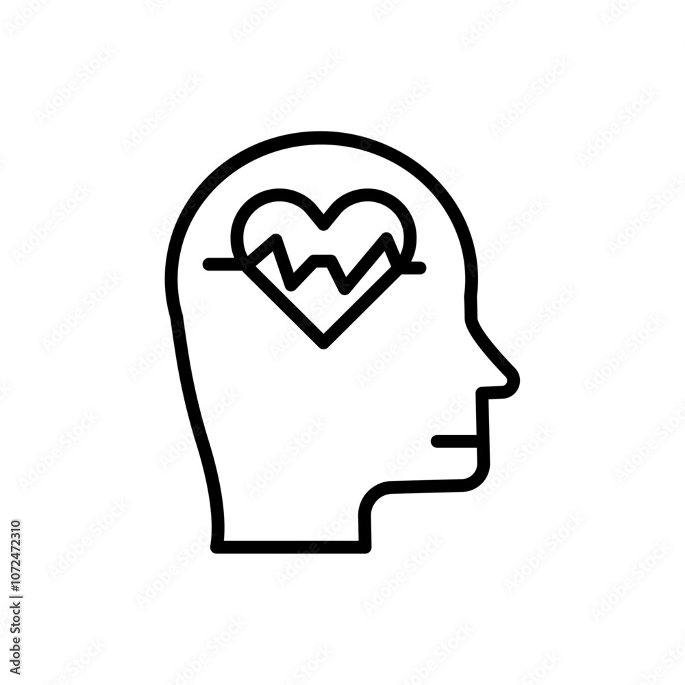 Mental Health icon black and white vector outline sign Mental Health icon black and white vector outline sign
