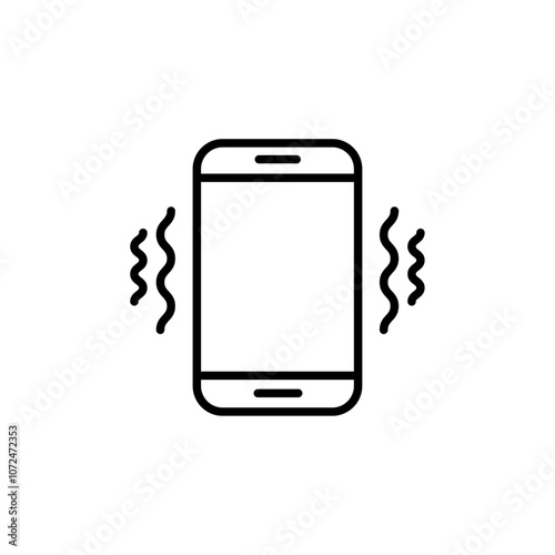 Mobile phone vibrating icon black and white vector outline sign