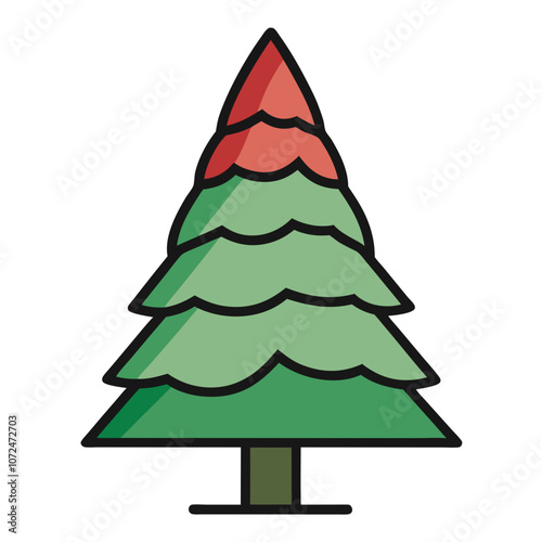 Swiss Pine Color Vector Illustration.