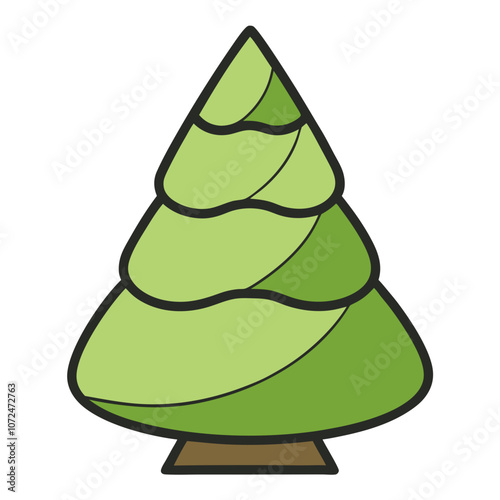 Swiss Pine Color Vector Illustration.