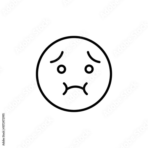 Nauseated emoji icon black and white vector outline sign