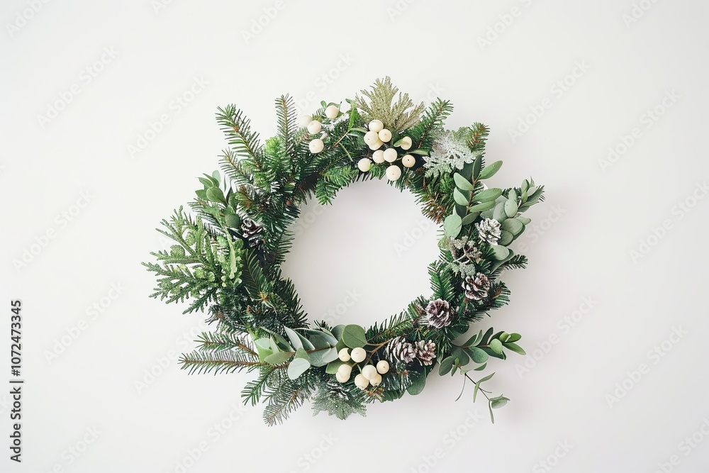 Elegant minimalist Christmas card with a snowflake border, soft shadows, clean and modern white background Elegant minimalist Christmas card with a snowflake border, soft shadows, clean and modern white background
