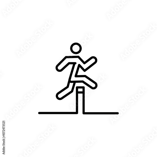 Obstacle race icon black and white vector outline sign