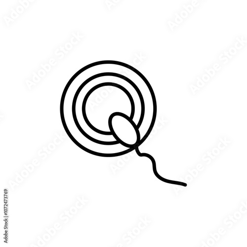 ovule being fertilized by sperm icon black and white vector outline sign