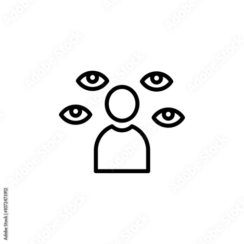 Paranoia icon black and white vector outline sign
