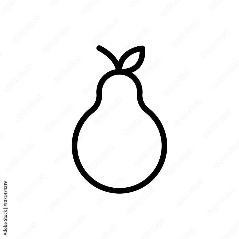 Pear icon black and white vector outline sign Pear icon black and white vector outline sign
