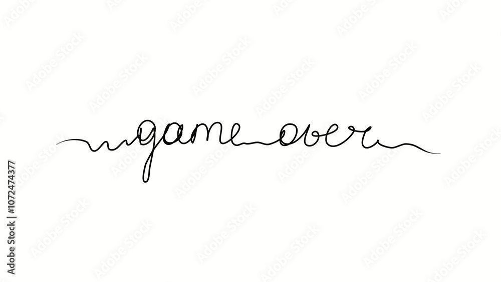 Game over, text. One line drawing doodle hand drawn. Video 4k object illustration, minimalism hand drawn sketch design modern new Game over, text. One line drawing doodle hand drawn. Video 4k object illustration, minimalism hand drawn sketch design modern new