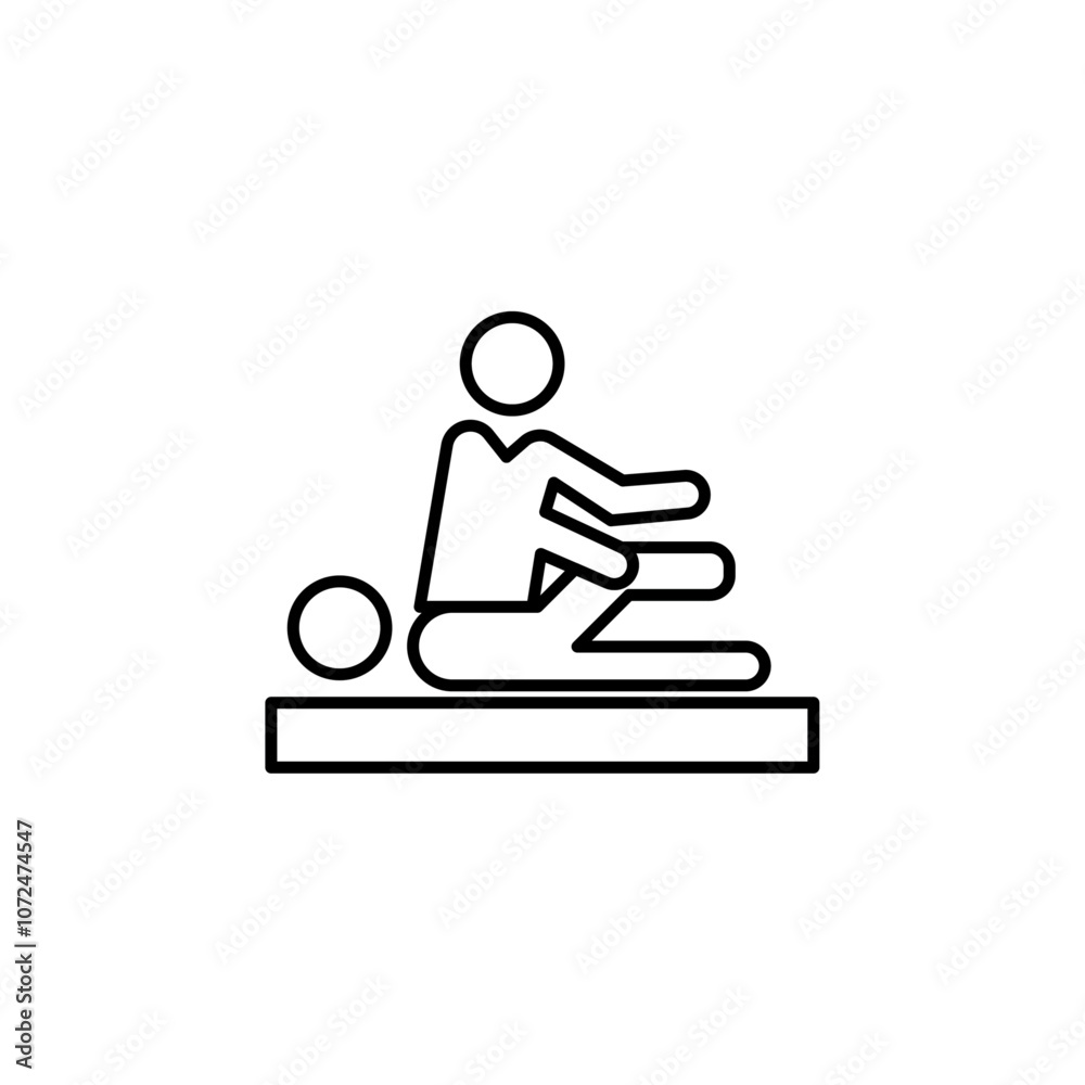 Physiotherapy icon black and white vector outline sign Physiotherapy icon black and white vector outline sign