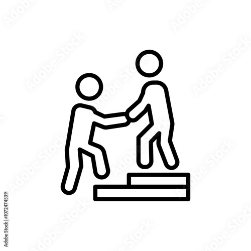 Person help someone icon black and white vector outline sign