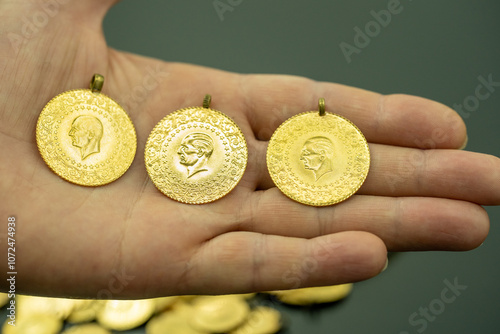 Quarter Gold (Turkish gold) macro detail shooting