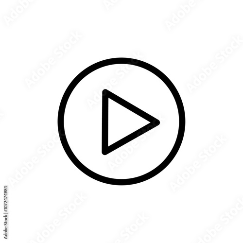 Play button icon black and white vector outline sign
