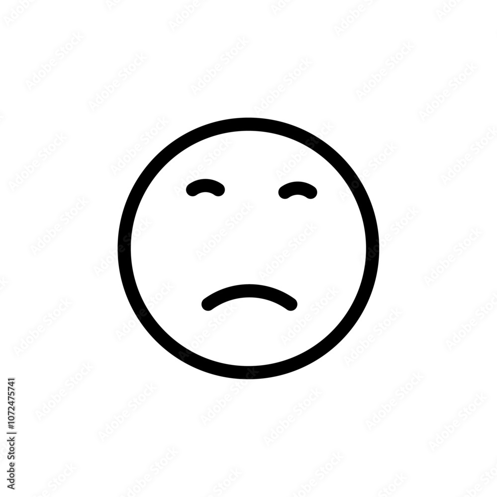 Regret expression icon black and white vector outline sign Regret expression icon black and white vector outline sign