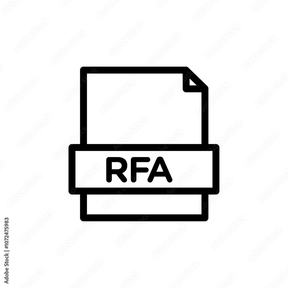 RFA File icon black and white vector outline sign RFA File icon black and white vector outline sign