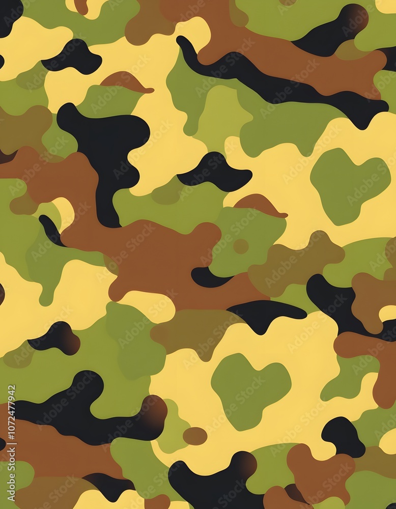 Fototapeta premium Abstract shapes camouflage pattern background created with generative AI