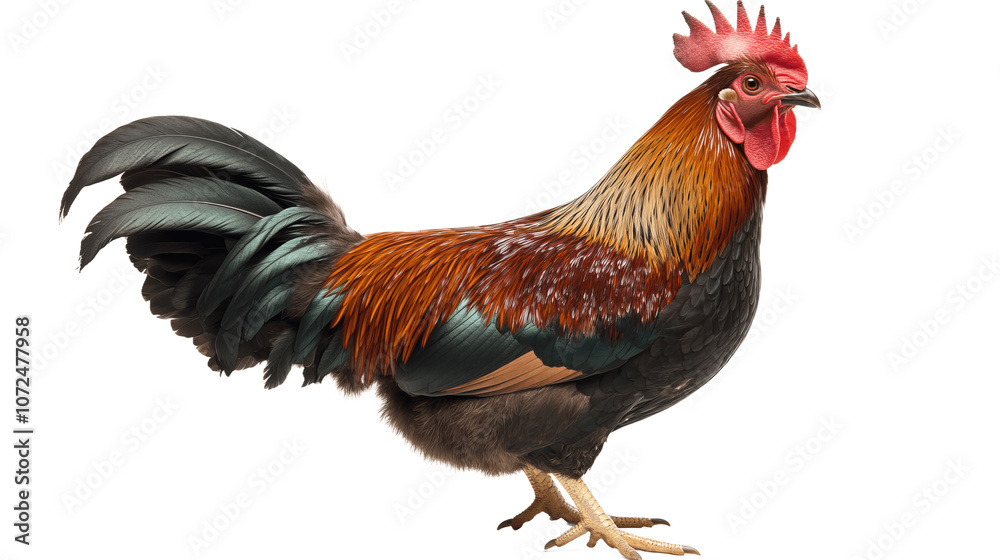Fototapeta premium Redblack head rooster isolated on transparent background
