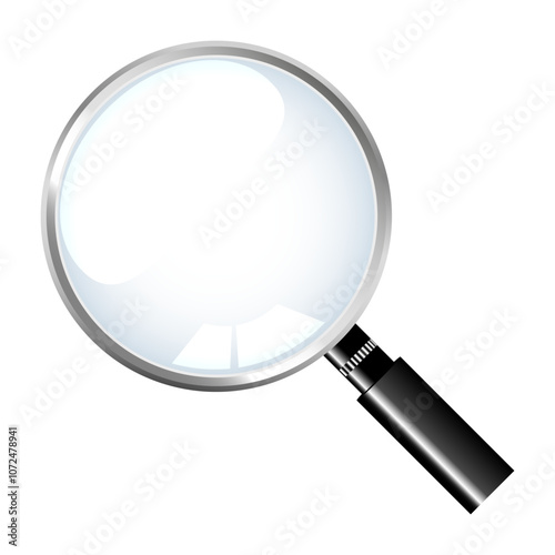 Magnifying glass loupe with gray handle on white background