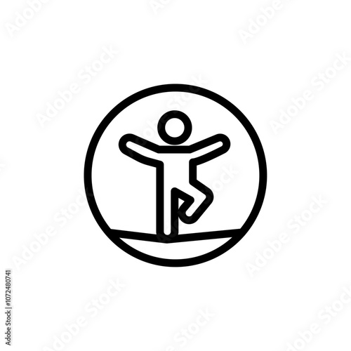 Tightrope walker icon black and white vector outline sign