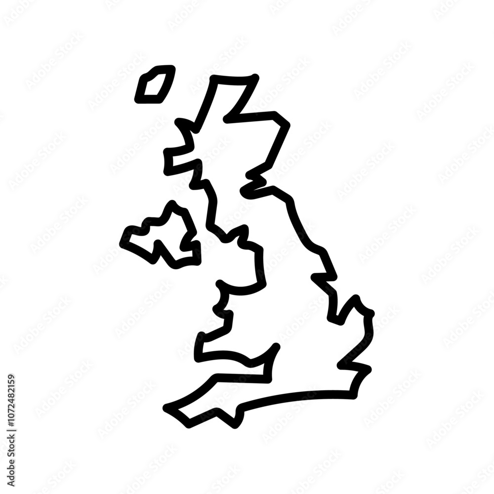 United Kingdom map icon black and white vector outline sign United Kingdom map icon black and white vector outline sign