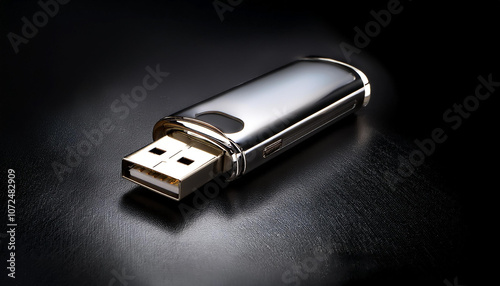 USB Flash drive, isolated on a dark black