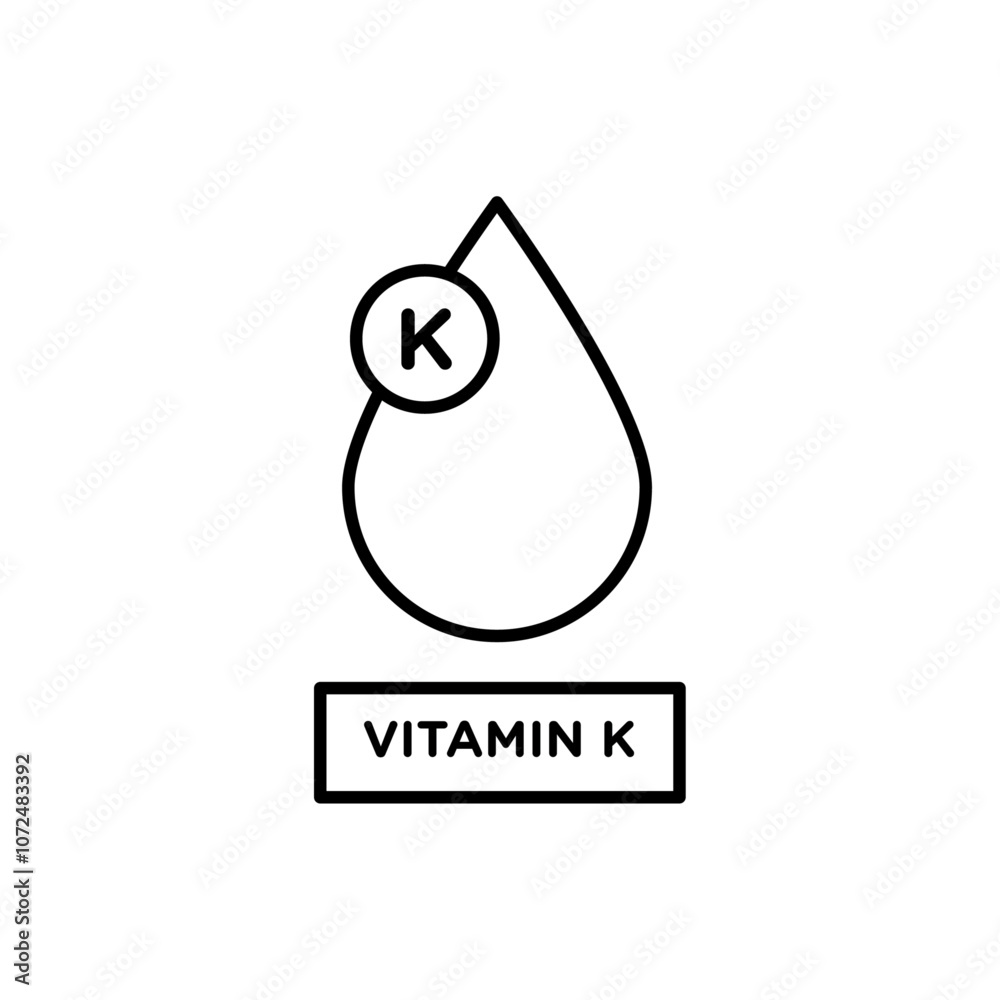 Vitamin K icon black and white vector outline sign Vitamin K icon black and white vector outline sign