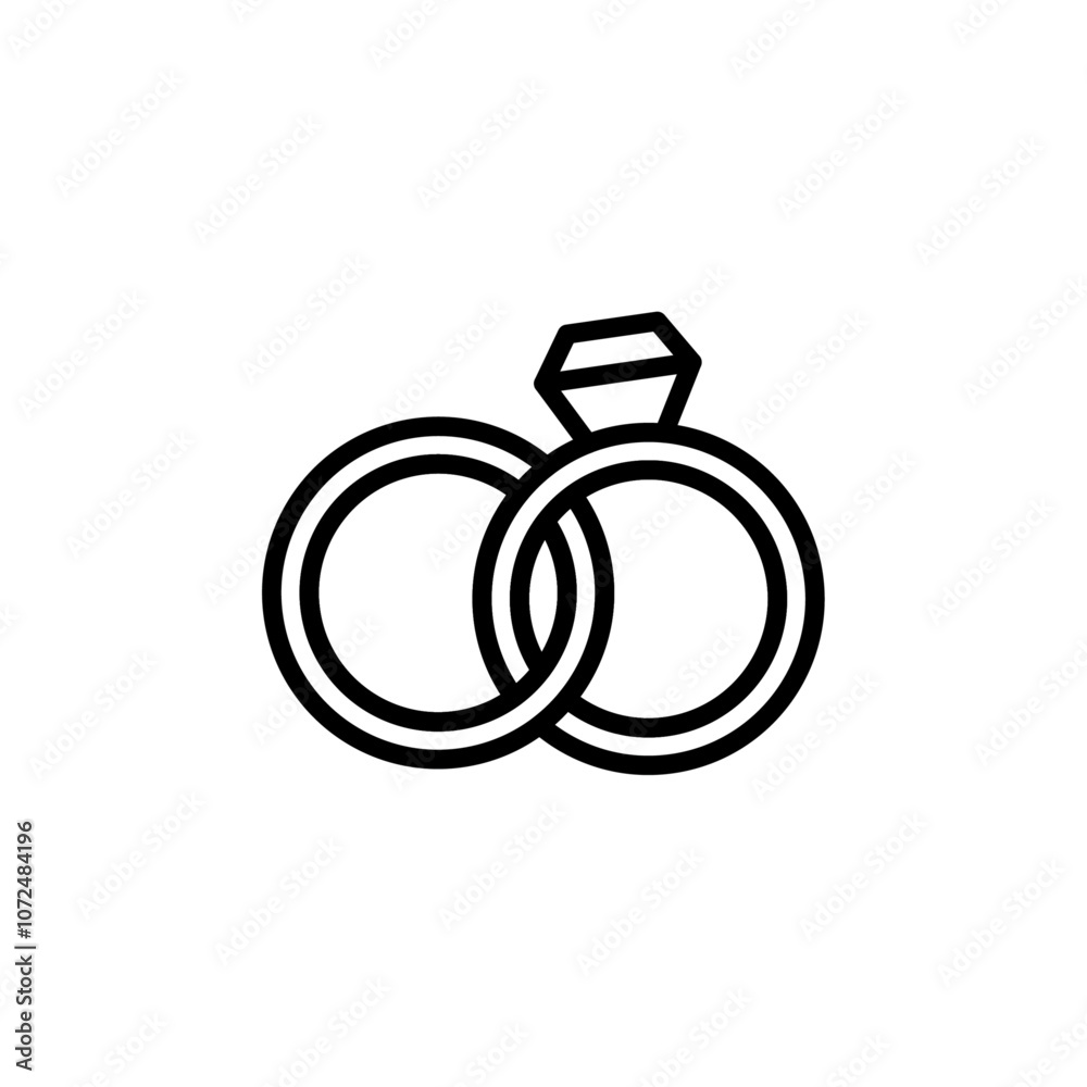 Wedding ring icon black and white vector outline sign Wedding ring icon black and white vector outline sign