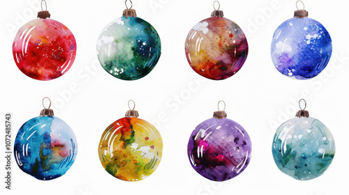 set of christmas balls isolated