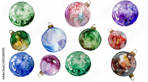 set of christmas balls isolated