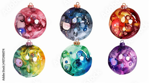 set of christmas balls isolated