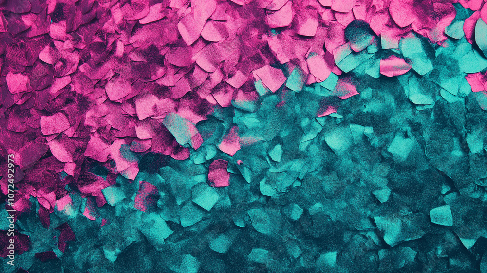 Obraz premium Holographic Metallic Texture with reflections in neon pink and teal