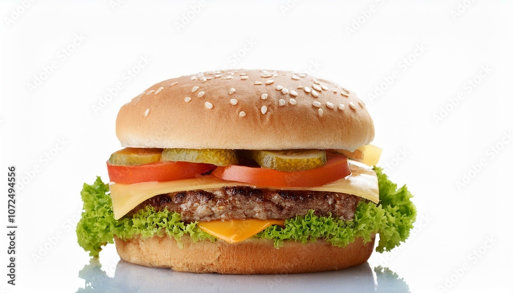delicious fresh burger isolated on white background delicious fresh burger isolated on white background