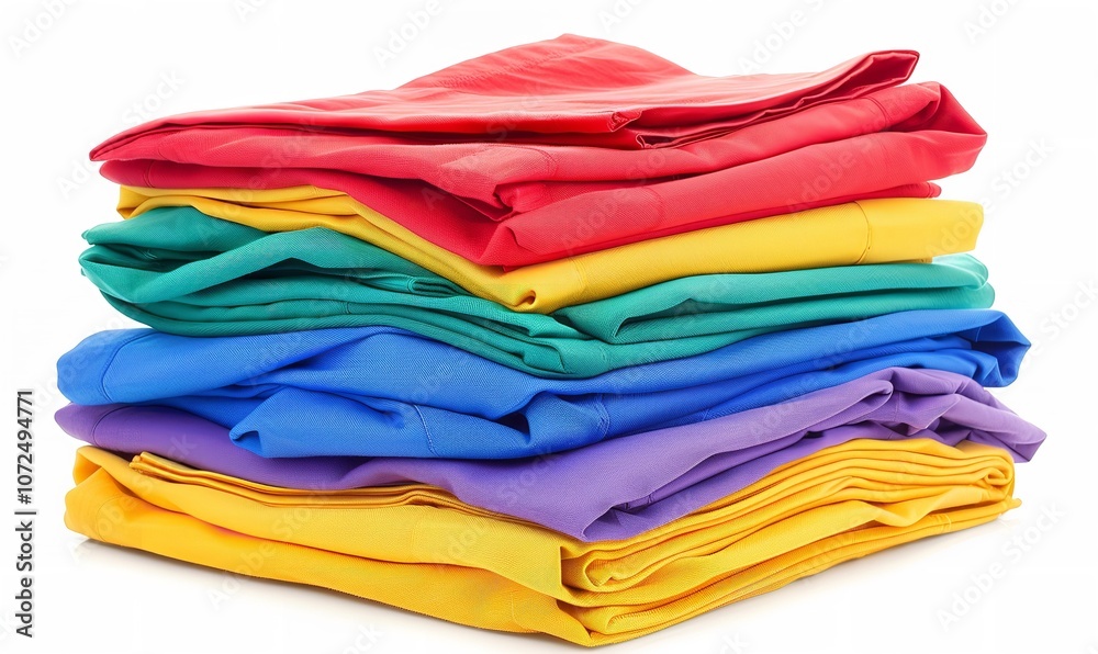 Clean, folded clothes in a stack, Generative AI. Clean, folded clothes in a stack, Generative AI.