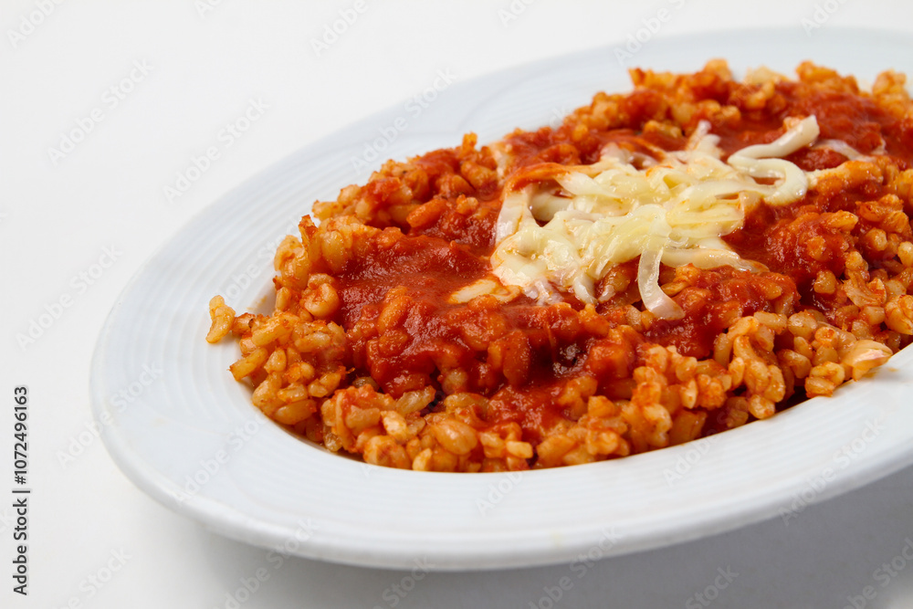 bulgur appetizer with cheese and tomato sauce
bulgur appetizer with cheese and tomato sauce