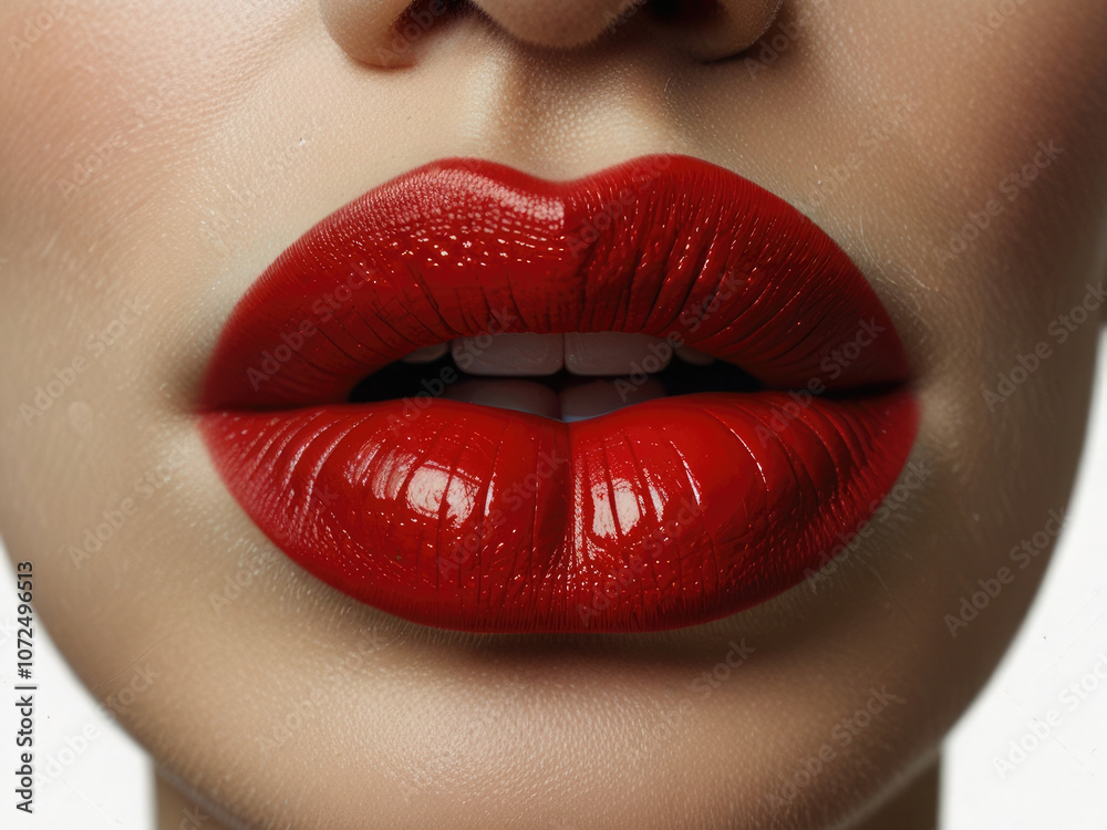 Obraz premium Red lipstick mark kiss isolated on transparent white background, png Lipstick kiss mark