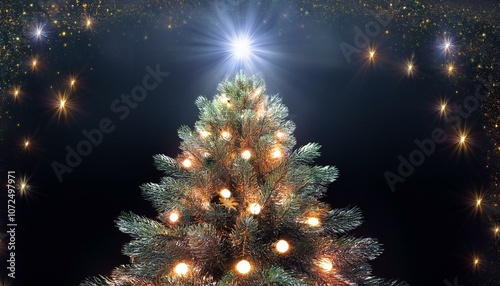 sapin de noel illumine avec une belle lumiere magique