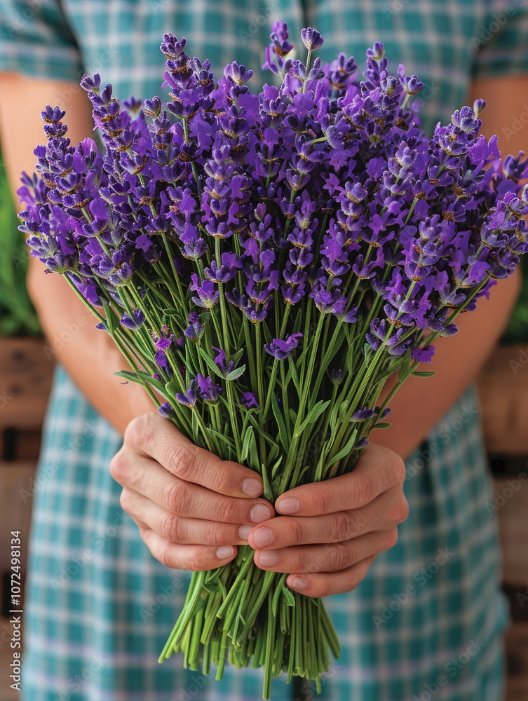 A beautiful bouquet of lavender held against a white background for floral inspiration A beautiful bouquet of lavender held against a white background for floral inspiration