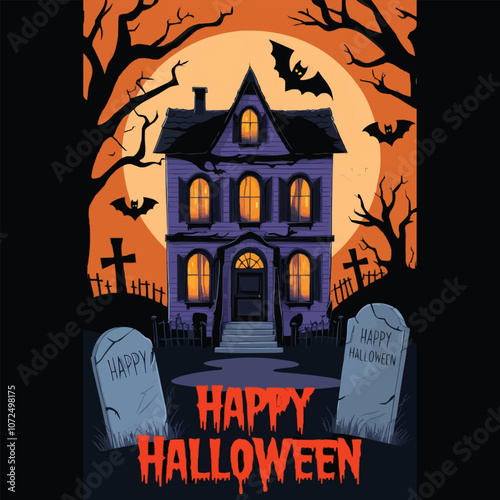 Happy Halloween typography T-shirt design for vector illustration apparel and clothing for man, woman and children