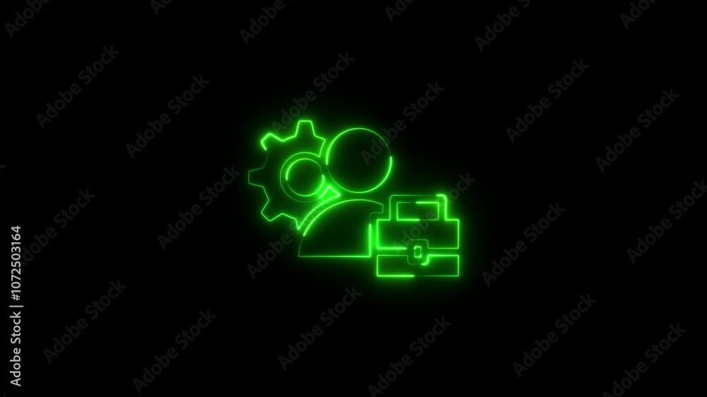 Glowing Business Symbols – Neon Management Icons Glowing Business Symbols – Neon Management Icons