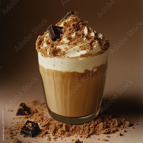 Whipped Cream, Chocolate, and Coffee Drink in Glass