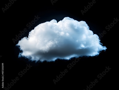Single small cloud isolated on black background