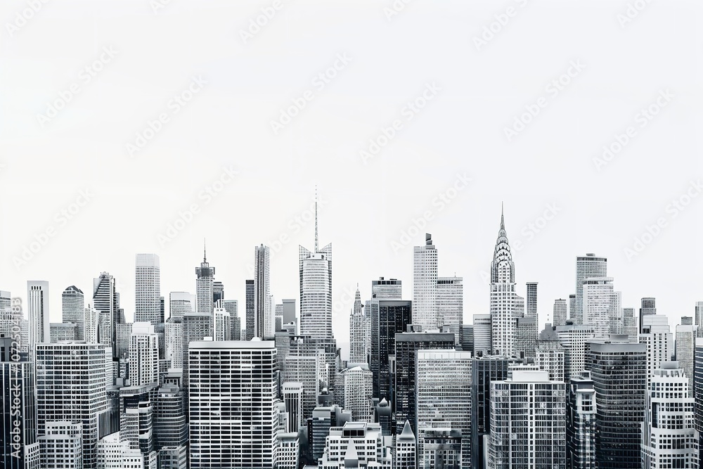 Obraz premium Skyline panorama of the city with urban 3D rendering, Generative AI.