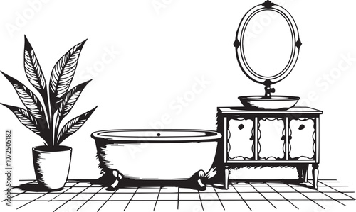 Bathroom interior vector coloring page