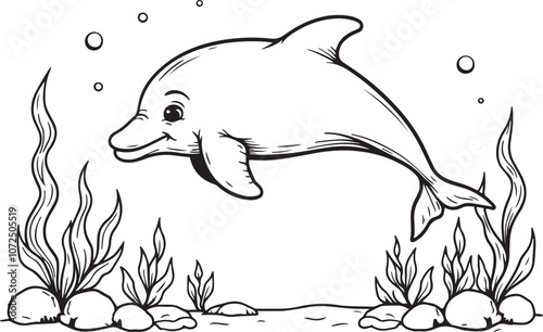 Dolphin vector coloring page