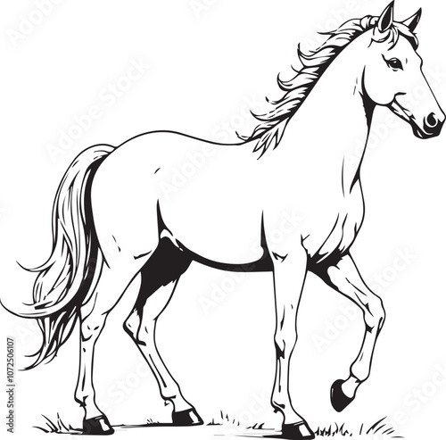 Vector horse coloring page