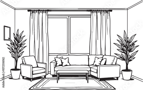 Sketch of living room vector