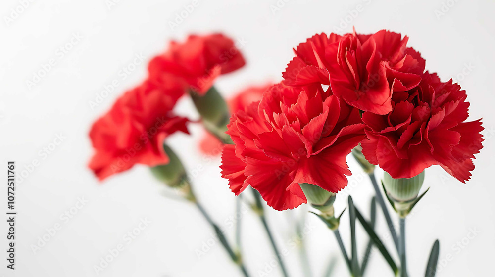 Beautiful red carnation flowers isolated on white background Beautiful red carnation flowers isolated on white background