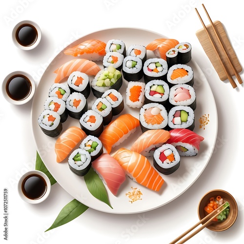 Delicious Sushi assortment of Sushi rolls Served