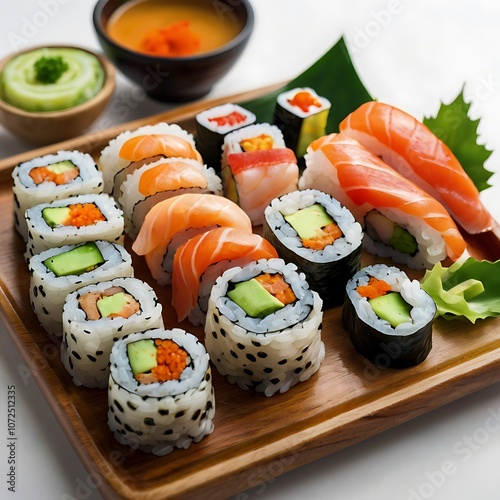 Delicious Sushi assortment of Sushi rolls Served